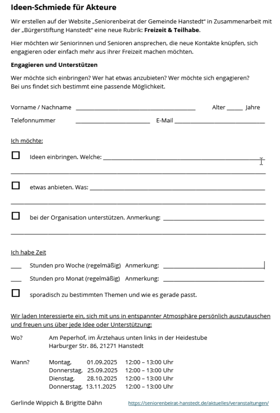 Ideen-Schmiede für Akteure