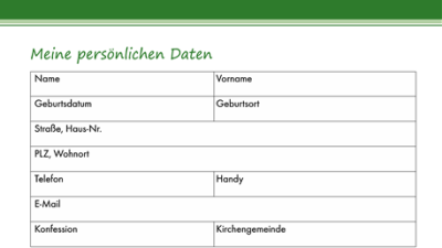 Formular: Meine persönlichen Daten