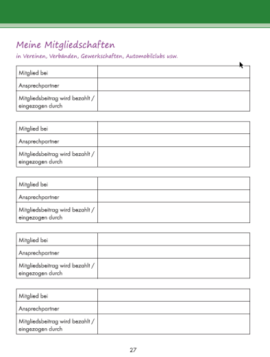 Meine Mitgliedschaften in Vereinen & Organisationen